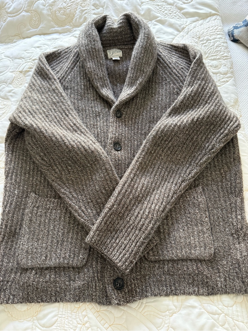 Jcrew Cozy Shawl Collar Sweater Cardigan - Brown Merino Wool